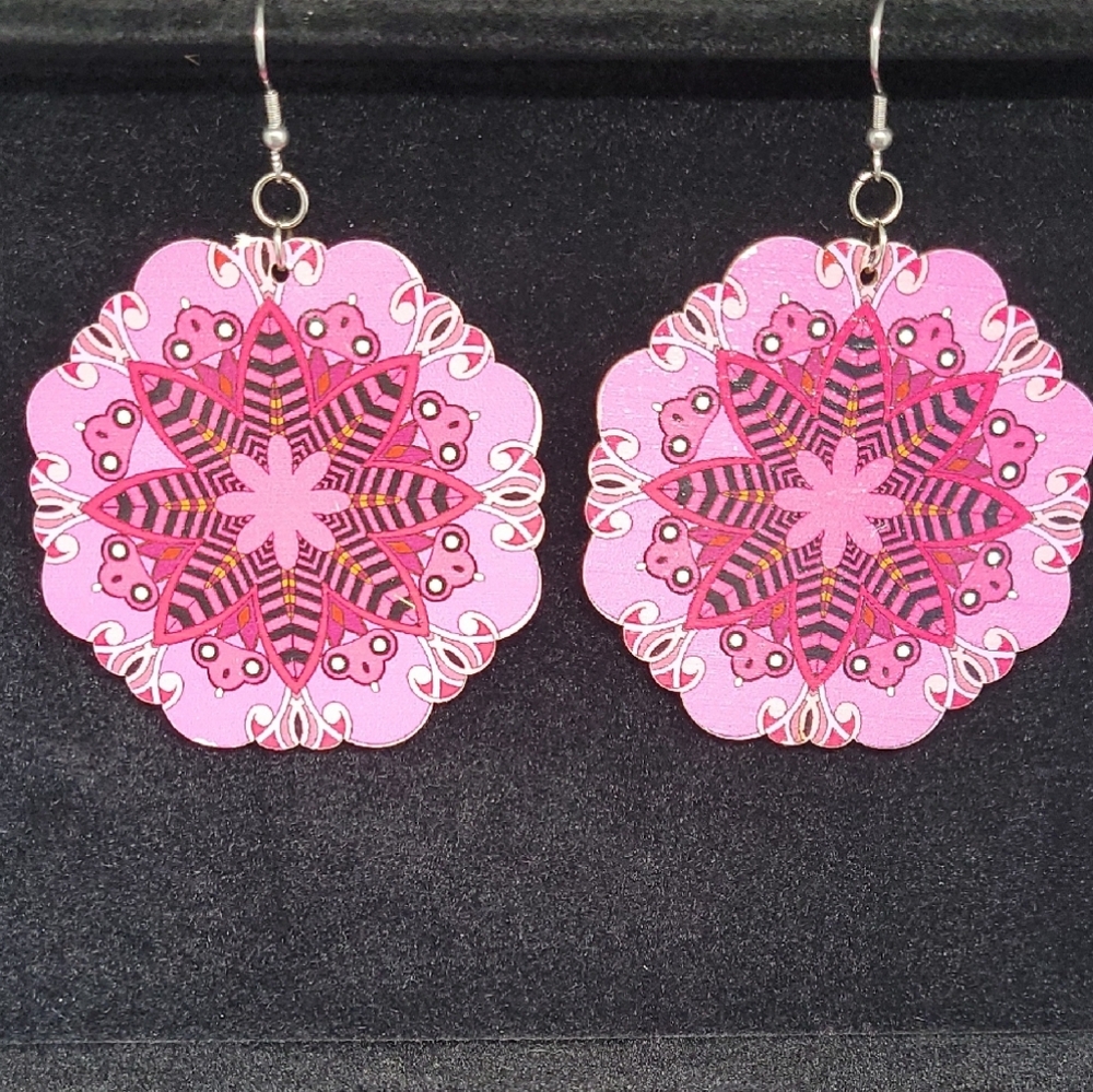 Pink Mandala Earrings